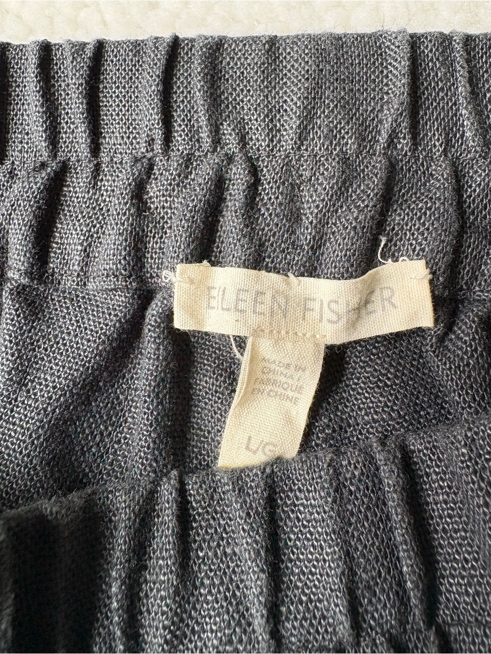 Eileen Fisher Charcoal Organic Linen Elastic Waist Shorts - Picture 2 of 5